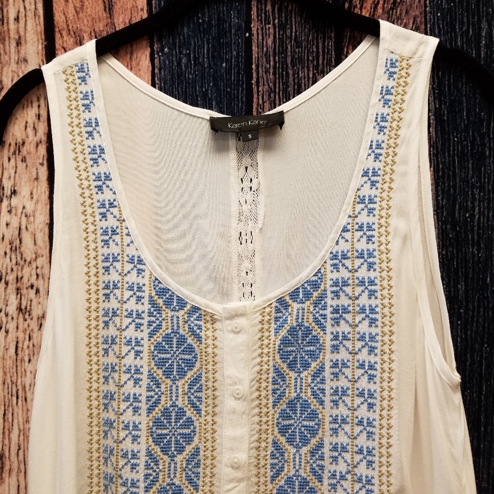 Embroidered Handkerchief Hem Top